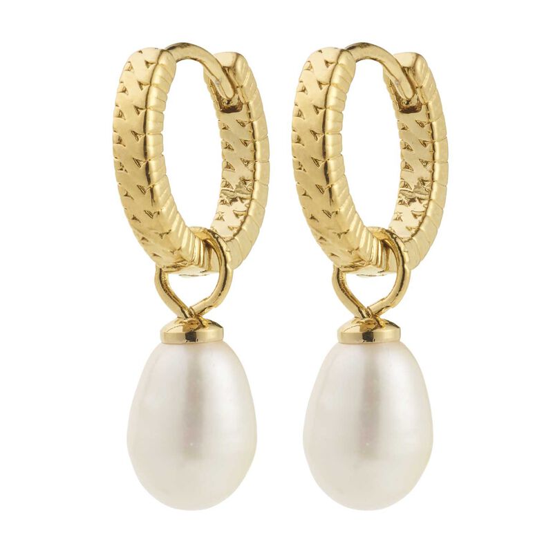 Pilgrim Elliana White Earrings - Gold Plated image number 0